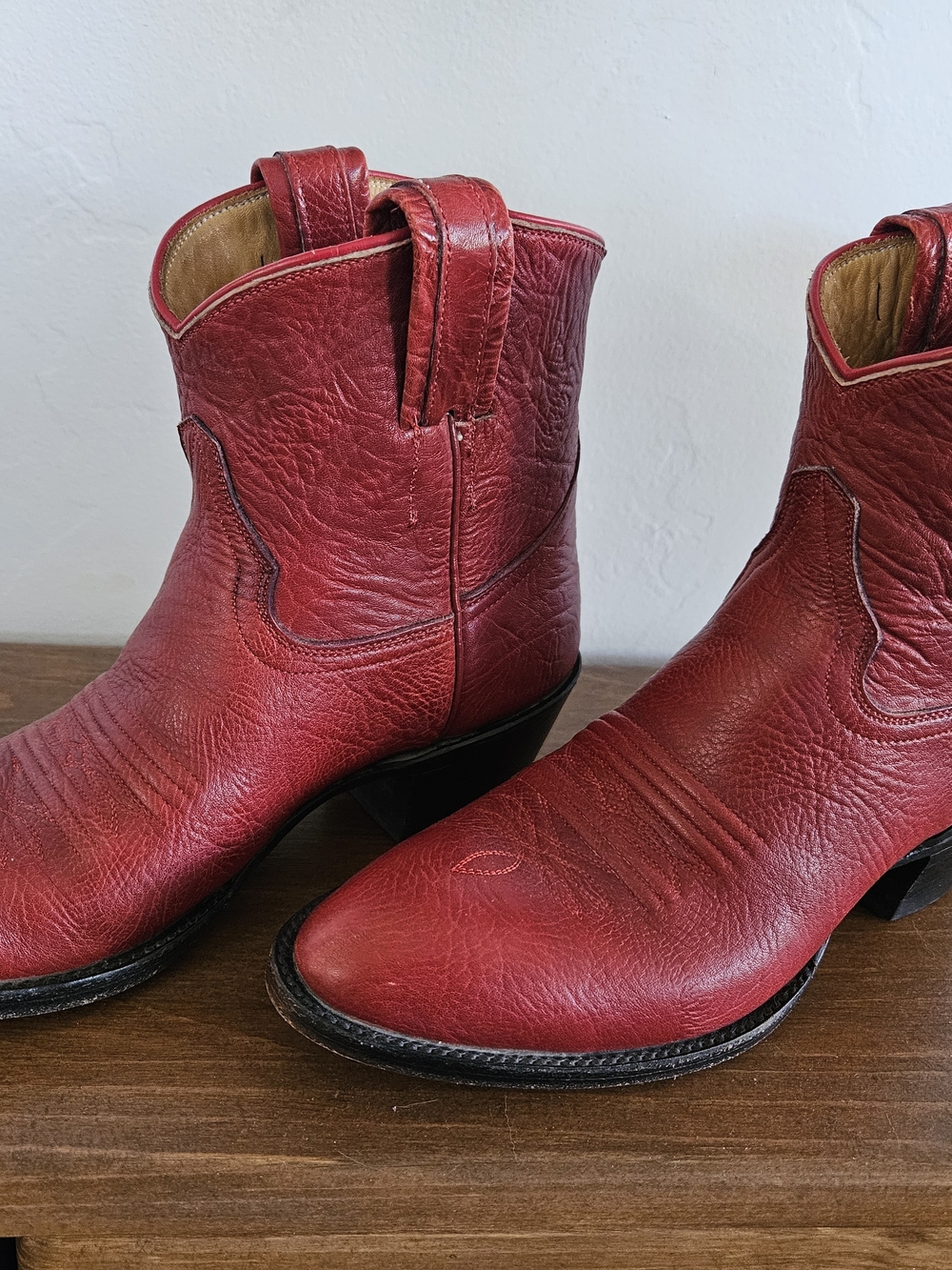 Carter's Women's Red Leather Western Ankle Boots